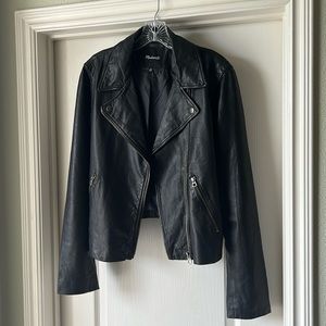 Madewell Washed Leather Motorcycle Jacket: Brass Hardware Edition XXL